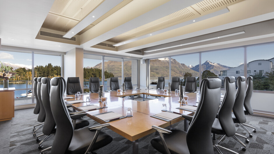 Conference & Events: Crowne Plaza Queenstown's beautiful boardroom with mountain and lake views.