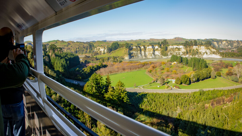 Views from the Open-air Carriage as the Northern Explorer train crosses the Mangaweka deviation.