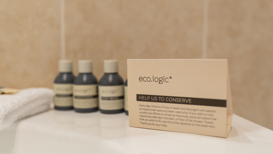 The toiletries embody the sustainability focus at Pāteke Lodge. The contents are certified Fair Trade and the bottles are made from 100% post-consumer recycled milk bottles.