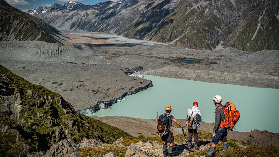 The ever-expanding lake at the end of the Tasman Glacier. See climate warming happening right in front of you.