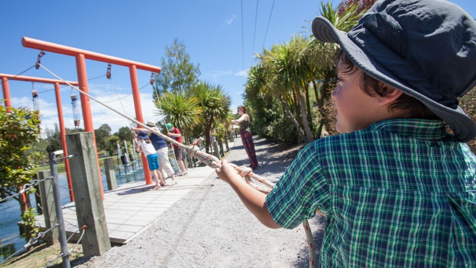 One of the many interactive features on the activity loop at Huka Prawn Park