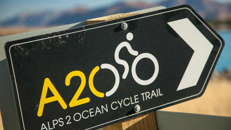 The Alps to Ocean Cycle Trail track signs.