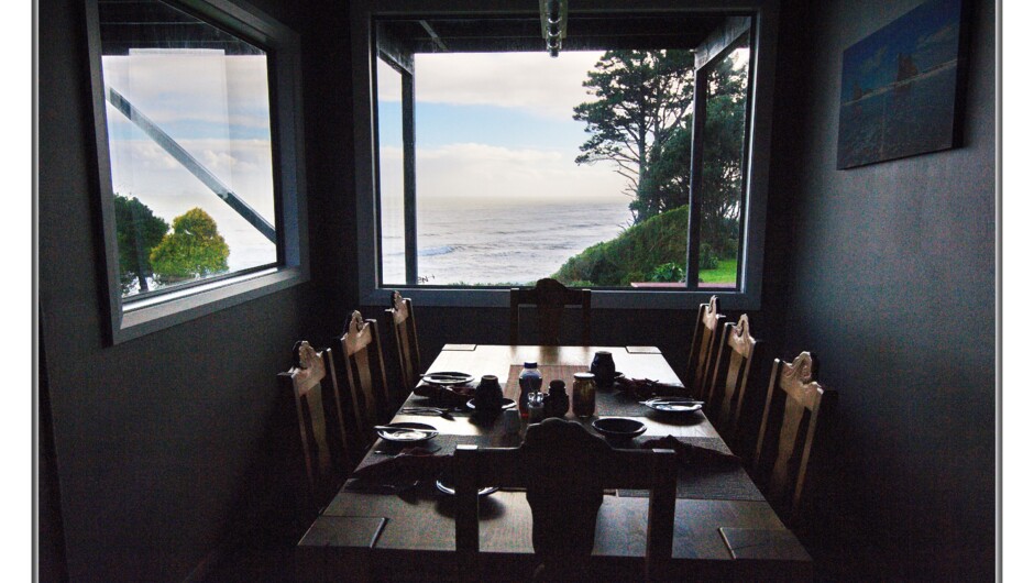 Breakfast room with views to Tasman Sea