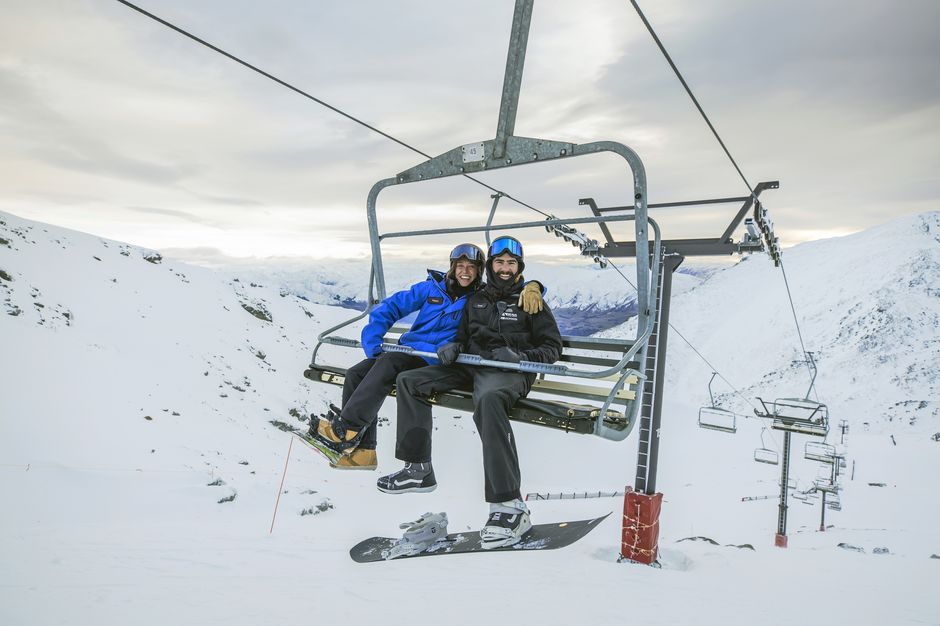 Heading up the chair lift on The Remarkables 