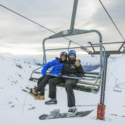 Heading up the chair lift on The Remarkables 
