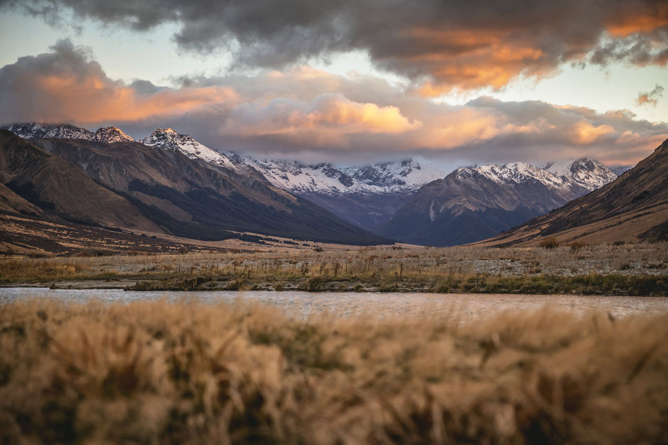 Watch the sky change colour above the mountains in Canterbury