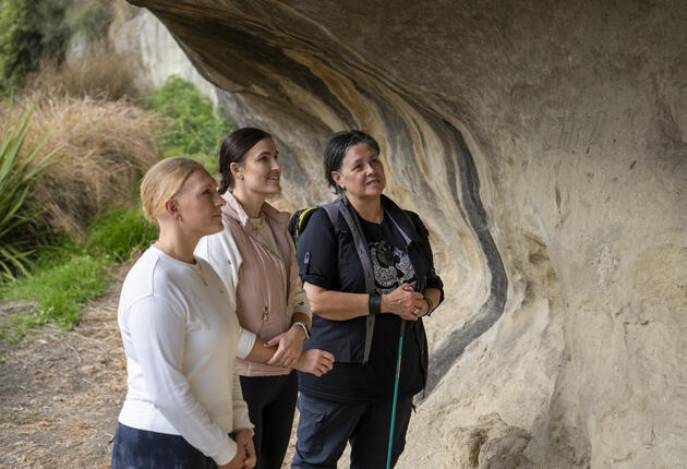 Discover ancient Ngāi Tahu Māori rock art on a tour in and around the southern city of Tīmaru.