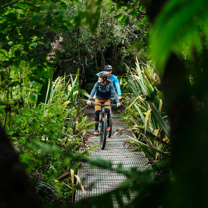 Couple of cyclists on the Great Lake Trails in Taupō