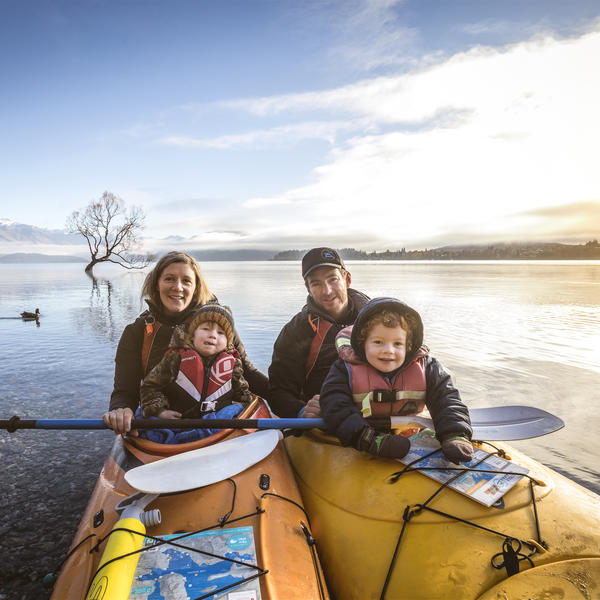 The whole family can enjoy kayaking together in Wanaka