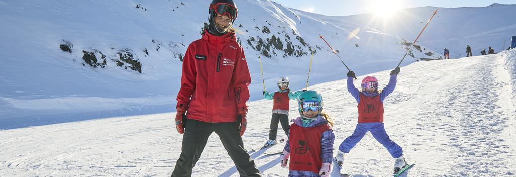 Ski lessons for the kids up Mt Hutt
