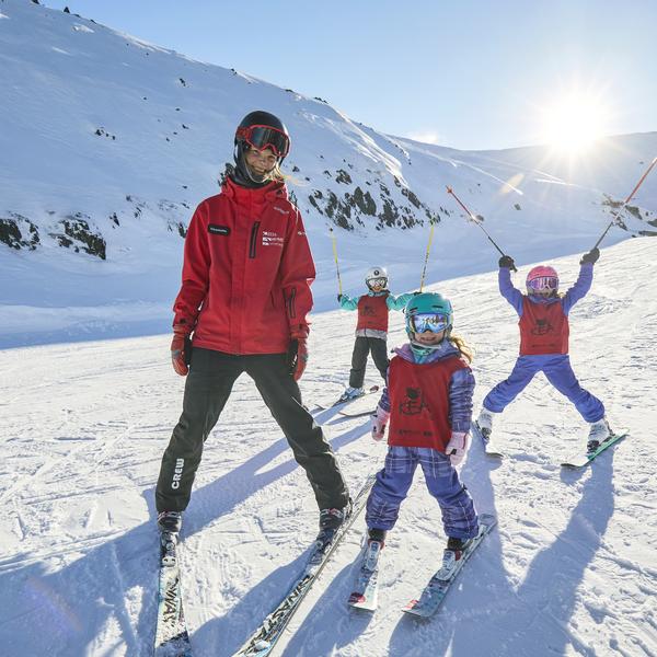 Ski lessons for the kids up Mt Hutt