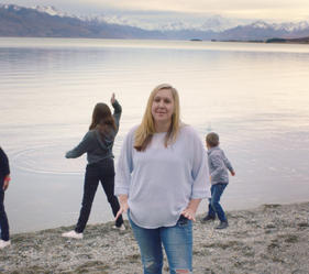 A glassy morning at Lake Pukaki has got the makings of some pretty serene stone skimming for Jessica and her family. 