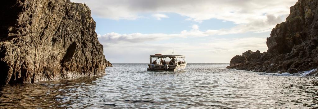 Boat cruising around Goat Island