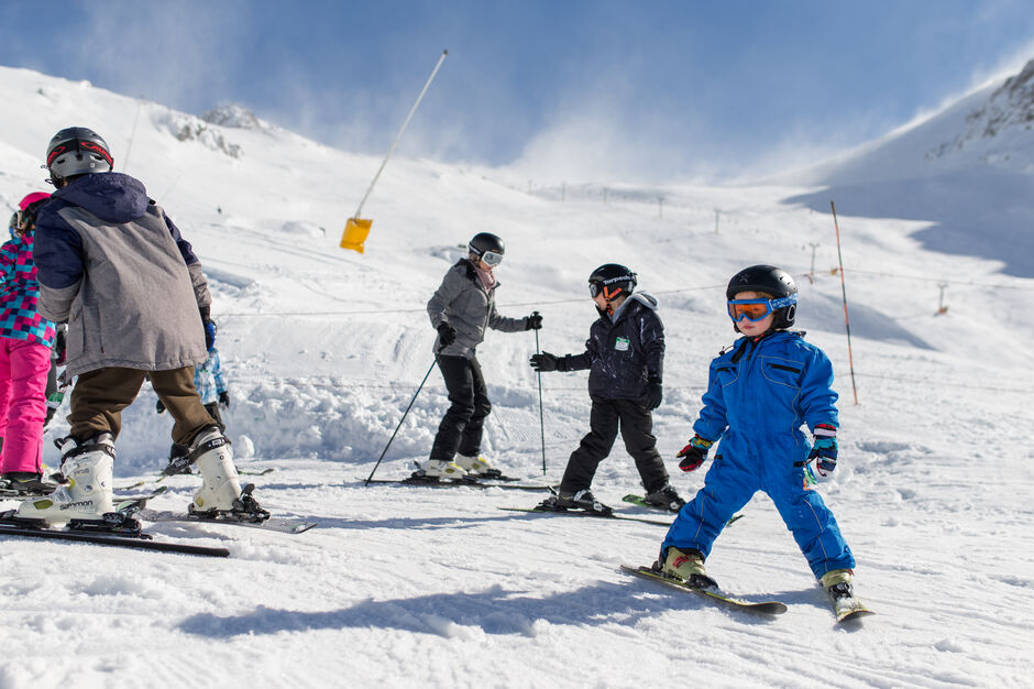 Family skiing at Mt Dobson Ski Area, Fairlie