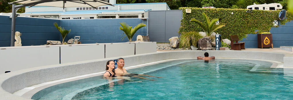 Mount hot pools couple bathing