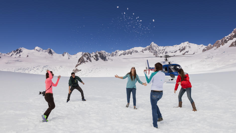 Let out your inner child and have a snowball fight during your snow landing