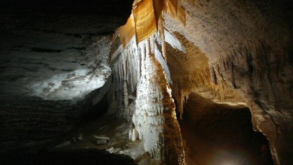 A wonderland of calcitic formations in "The Hall of Refugees" in "The Nile River GlowWorm Cave".