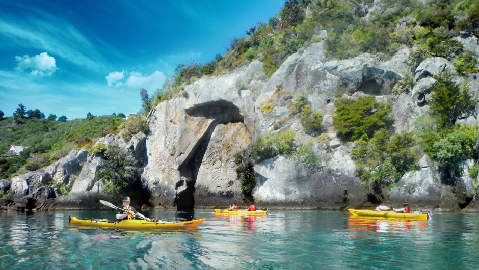 Kayak to the Maori Rock Carvings with Taupo Kayaking Adventure