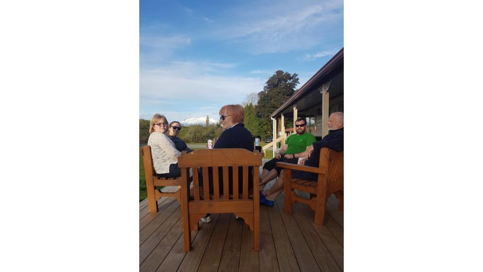 Customers enjoying the view on the deck