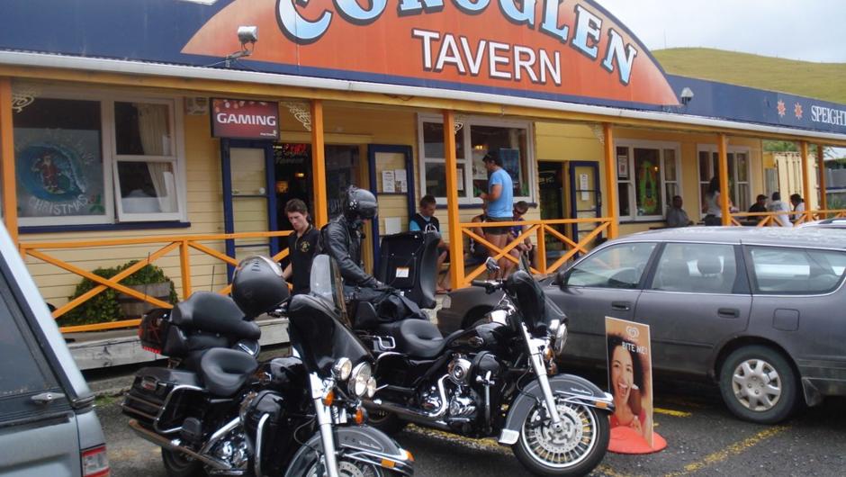 Stopping at the Coromandel's famous Coroglen tavern.