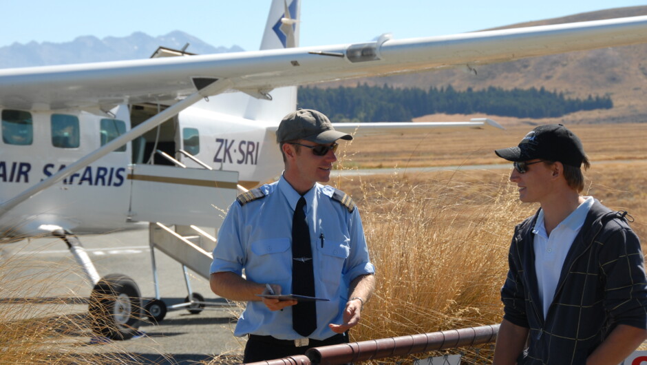 Air Safaris pilot with a passenger