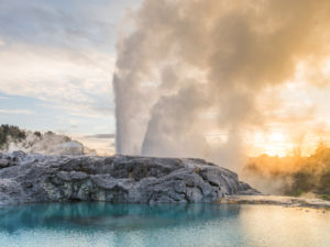 Visit Te Puia to experience the might of the iconic Pohutu Geyser that erupts up to 20 times a day, spurting hot water up to 30m skyward.