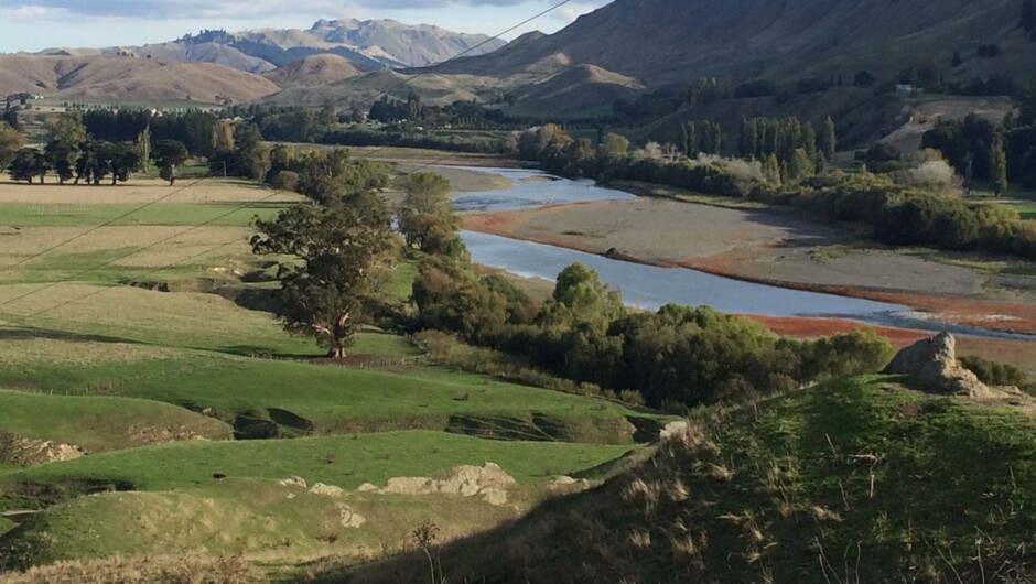 Survey the agricultural landscape from the heights of Bluff Hill in Napier and Te Mata Peak in Havelock North. This here is the Tukituki valley.