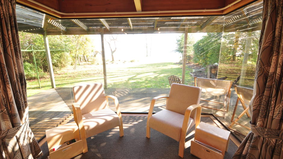 Relax outdoors with views of Lake Rotorua