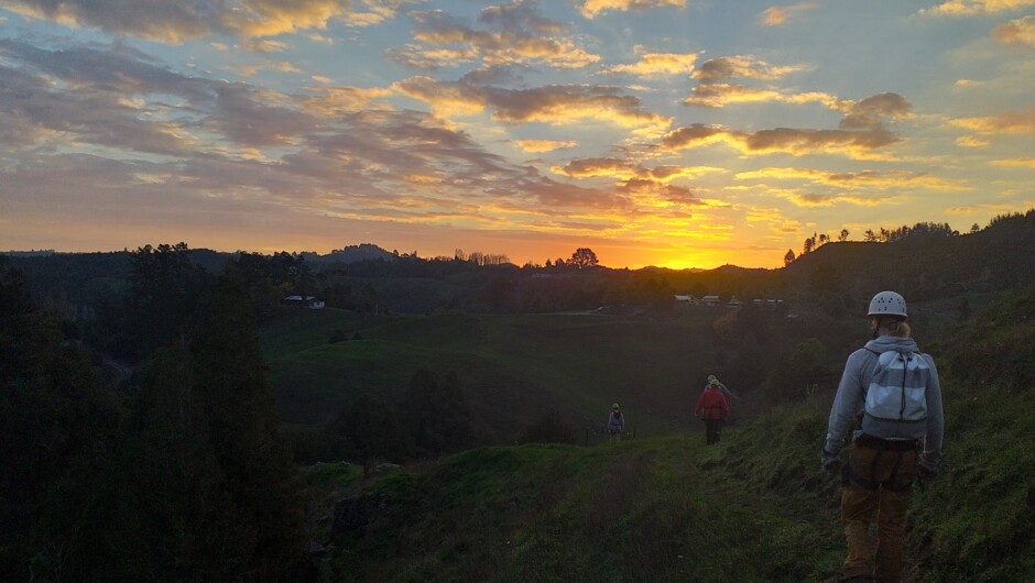 Awesome sunsets over the Waitomo Caves Hills