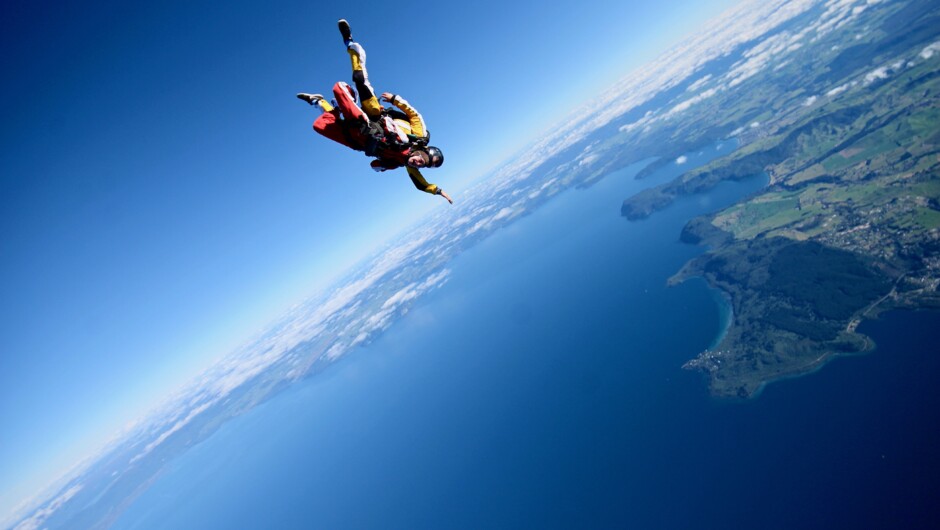 Flying high above Lake Taupo.