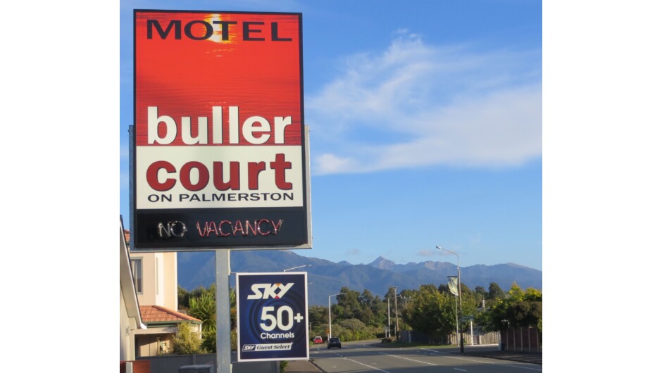 Motel sign, looking South