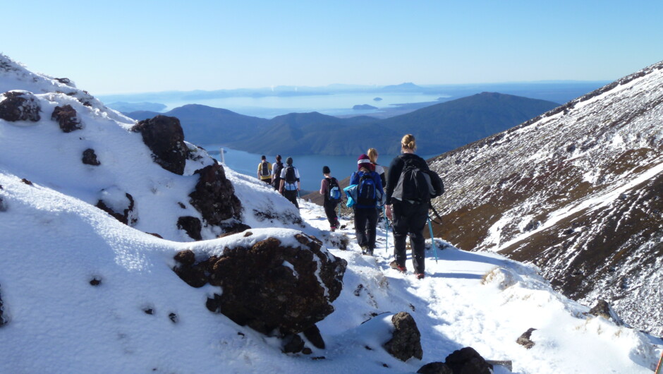 Looking North to Lake Rotoaira & Taupo . . . Views from the Tongariro Alpine Crossing Guided Tour in Winter