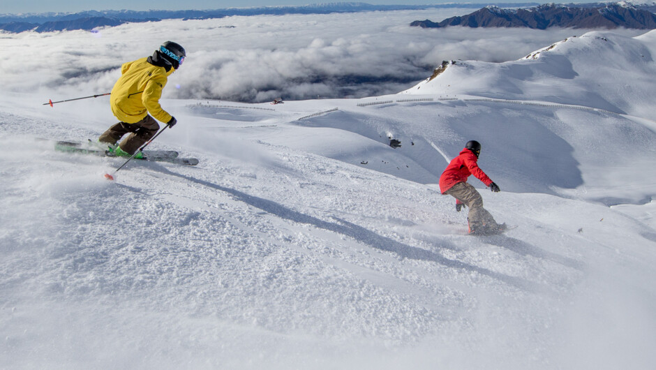 Riders and skiers love Treble Cone for the variety of terrain and reliable snow.