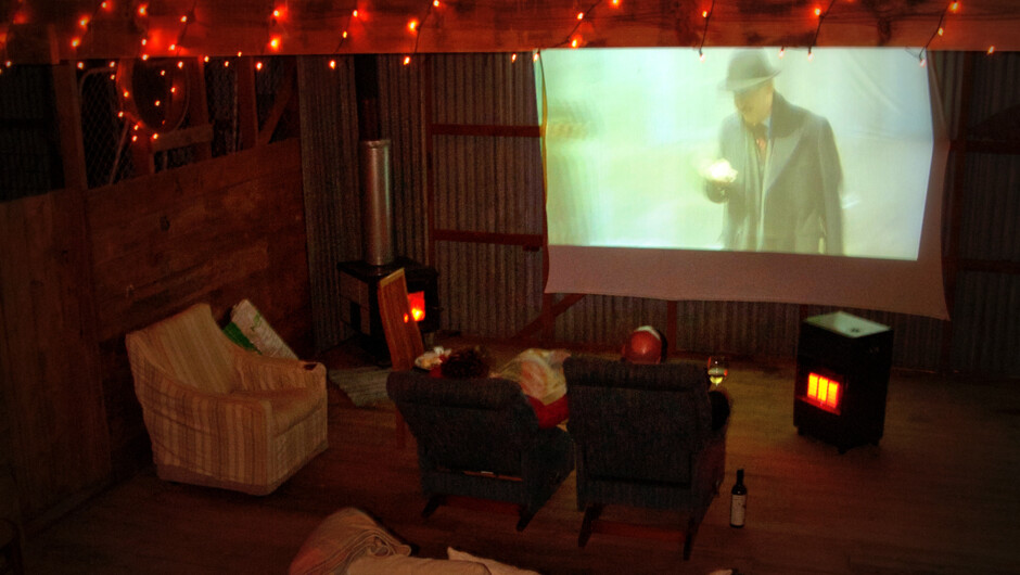 The Wool Shed movie theatre is available to use and very popular with guests