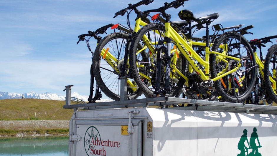Bikes loaded on the trailer for the ride ahead