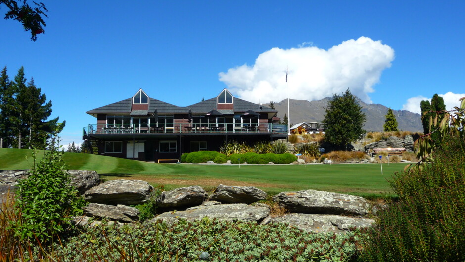 The putting green and clubhouse