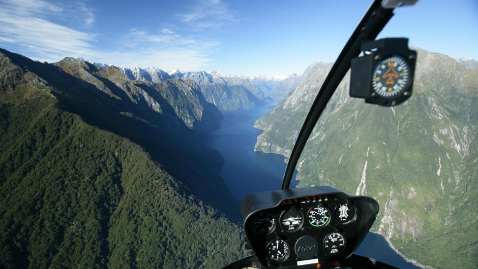 Milford Sound from the air with Wanaka Helicopters