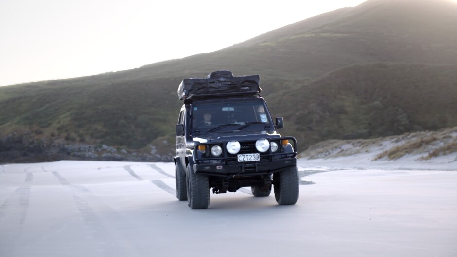 Alone on a secluded beach. Quiver South - Camper rentals NZ.