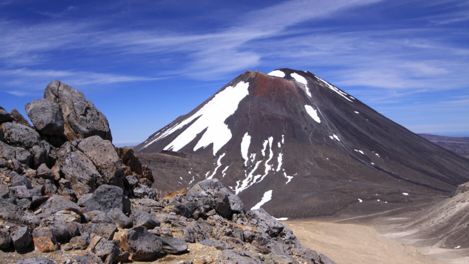 the climb up to red crater looking back to Mt Ngauruhoe