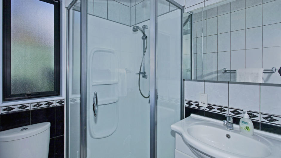 Ensuite bathroom with shower, toilet &amp; vanity