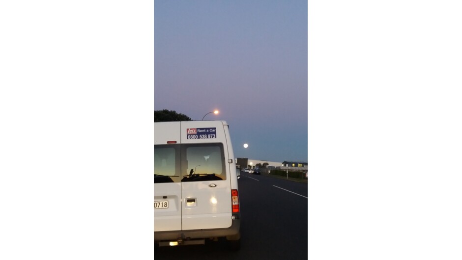 Full moon over the Auckland Airport