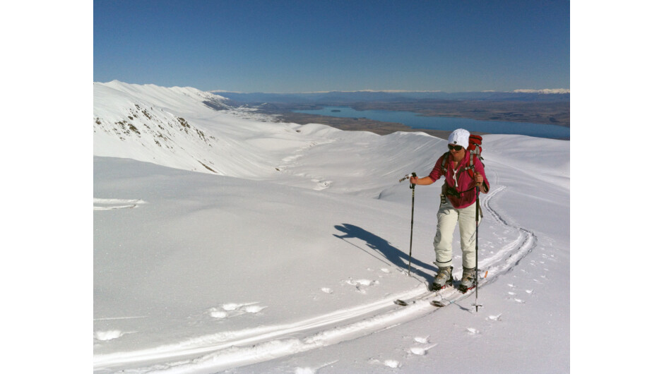 Skinning up Snake Ridge, Lake Tekapo High Country