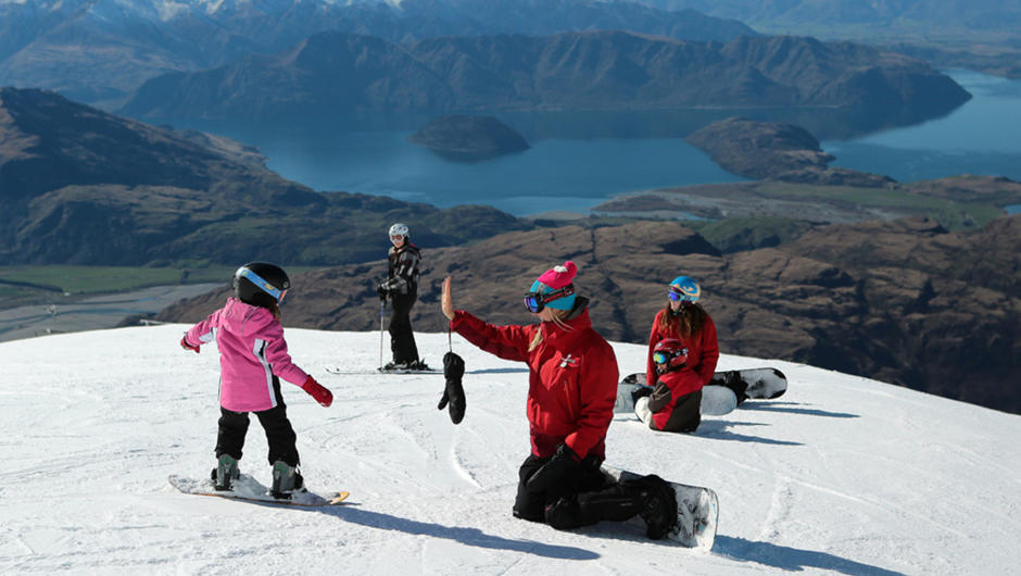 Riding Treble Cone with the Snow Sports School