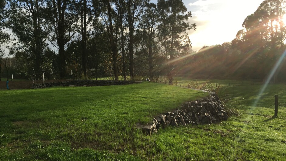 the first sun&#039;s rays over paddocks