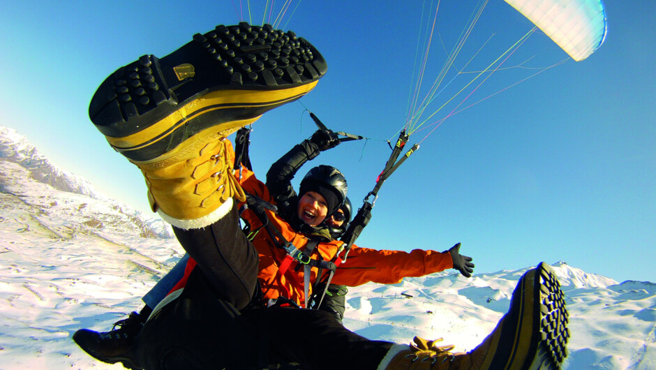 Coronet Peak Tandem Paragliding in winter