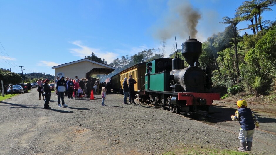 Peckett 1630 resting at Pukemiro Junction after pulling the surrounding passengers up the hill