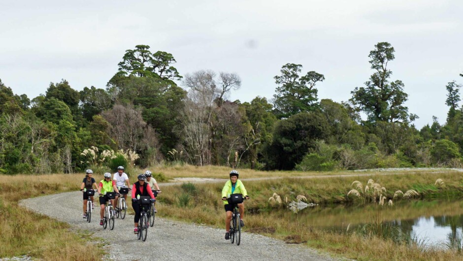 Riding beside the canals on the West Coast Wilderness Trail