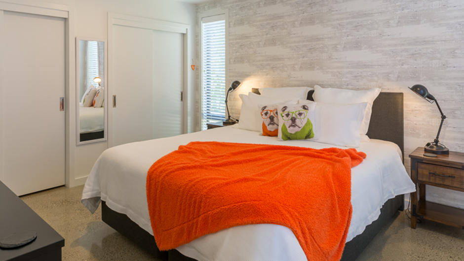 Orange Apt bedroom