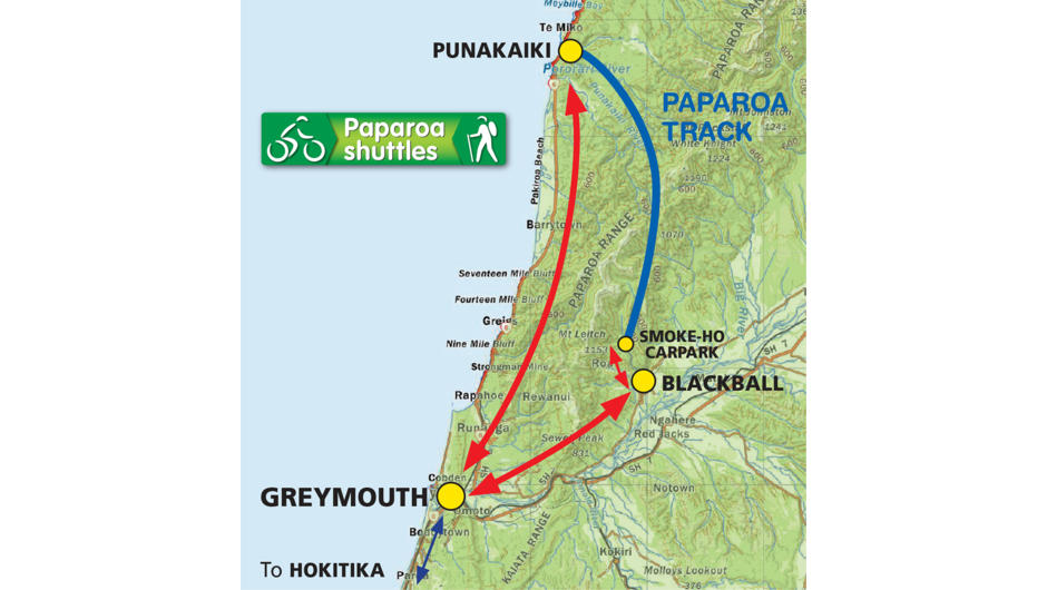 Paparoa Shuttles Map