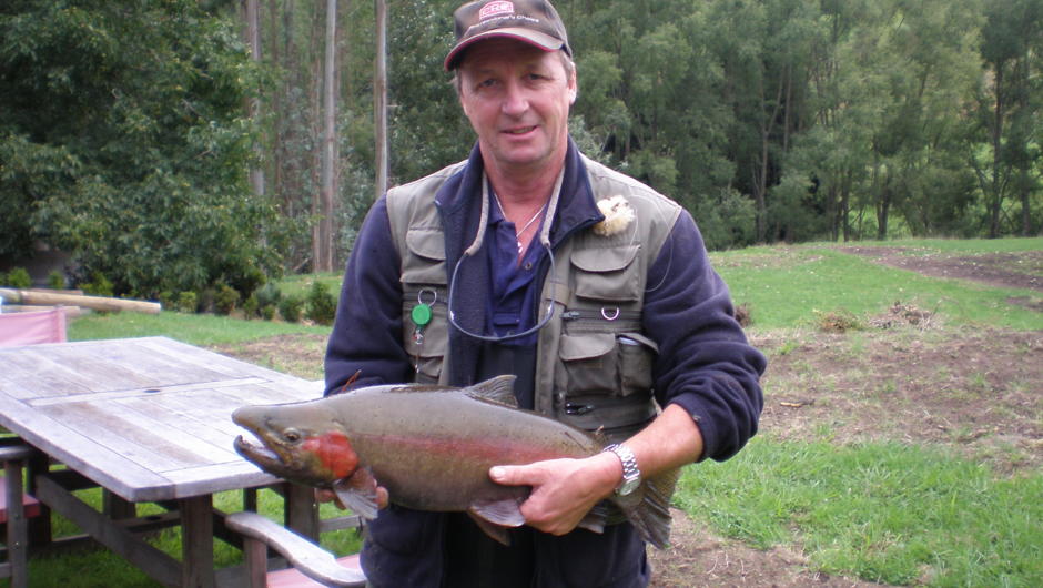 Catch trophy size brown or rainbow trout at the bottom of the garden